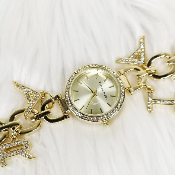 TAHARI Women's Gold Bling Rhinestones Watch - Picture 1 of 5